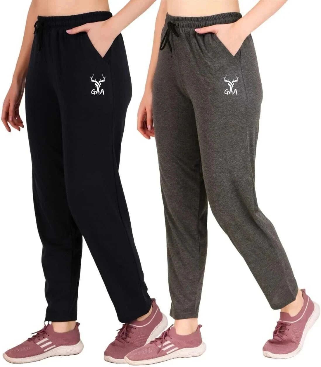 gaa Pack of 2 Women Solid Grey, Black Track Pants-picture-14