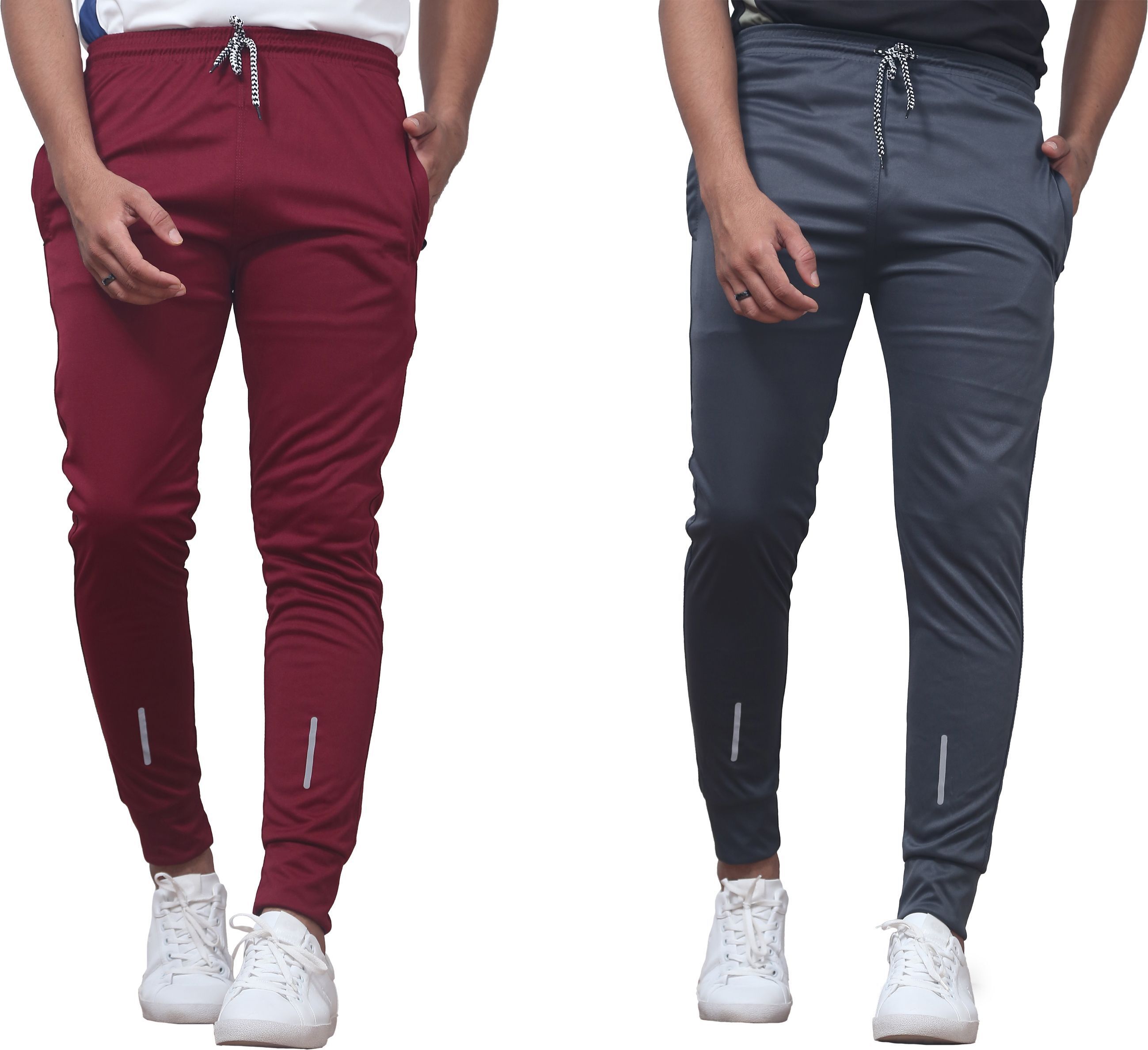 covetvolo trends Men Striped Red, Grey Track Pants-picture-3