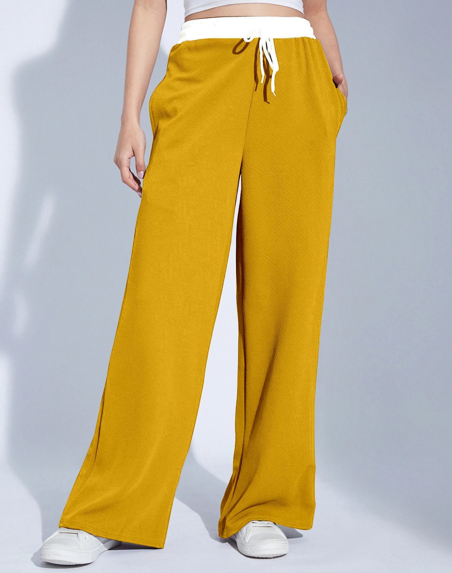 mehrang Women Solid Yellow Track Pants-picture-17