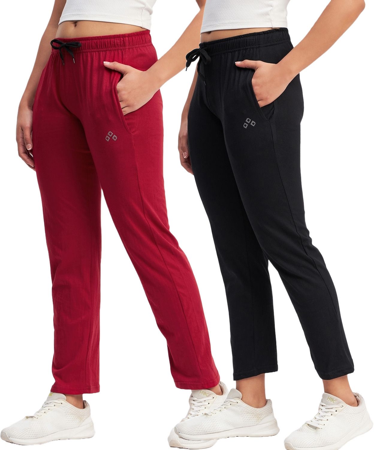 ds fashion Pack of 2 Women Solid Maroon, Black Track Pants-picture-20