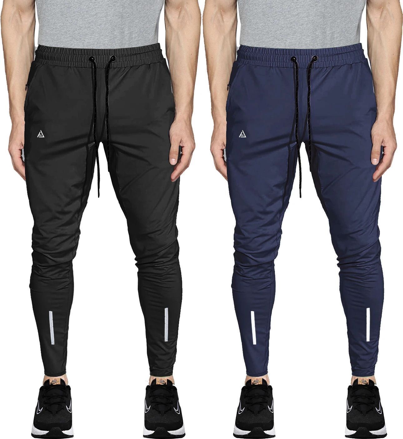 avolt Pack of 2 Men Solid Blue, Black Track Pants-picture-26