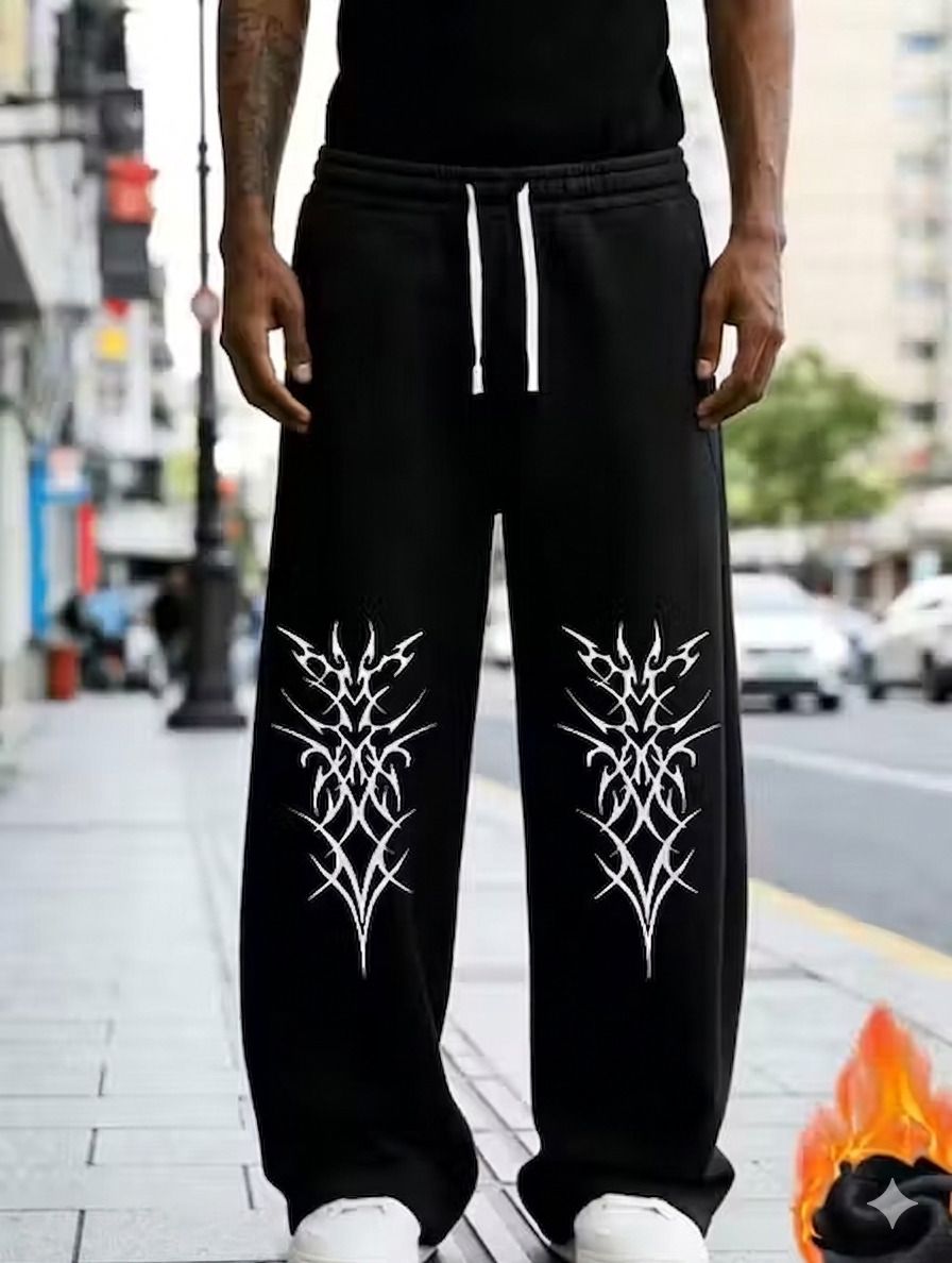 ila enterprises Men Printed Black Track Pants-picture-2