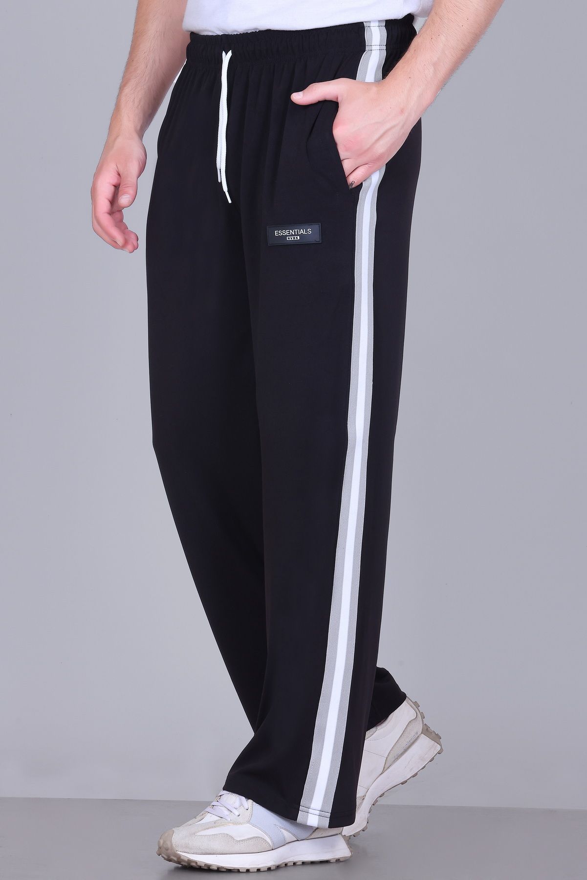hvbk Men Striped Black Track Pants-picture-33