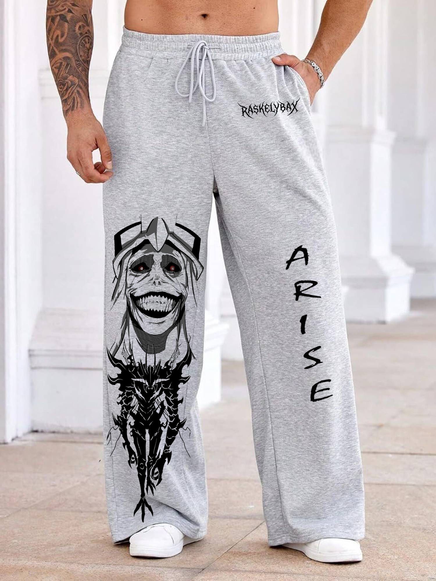 raskelybax Men Printed Black Track Pants-picture-10