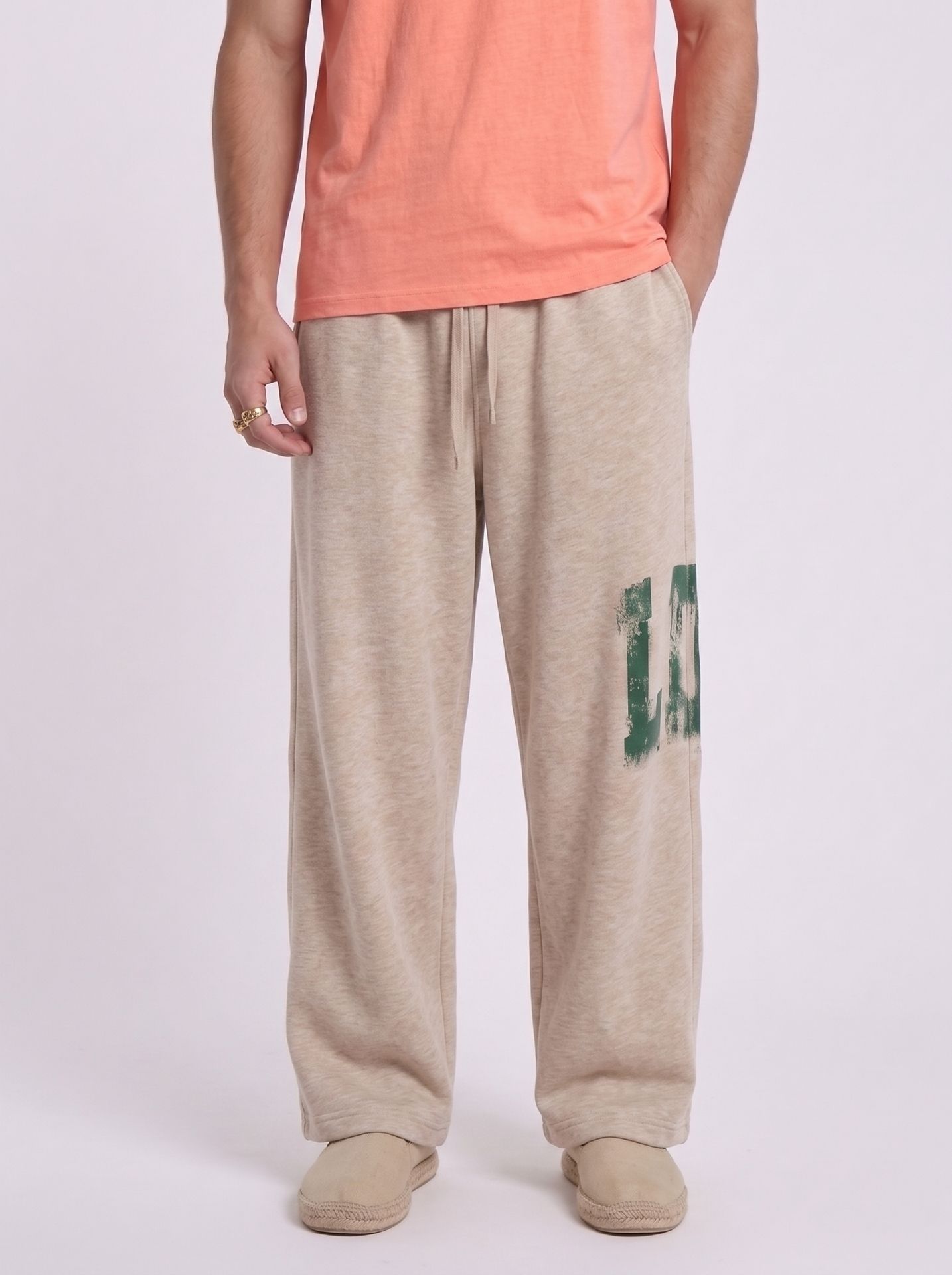 flynoff Men Solid Beige Track Pants-picture-7