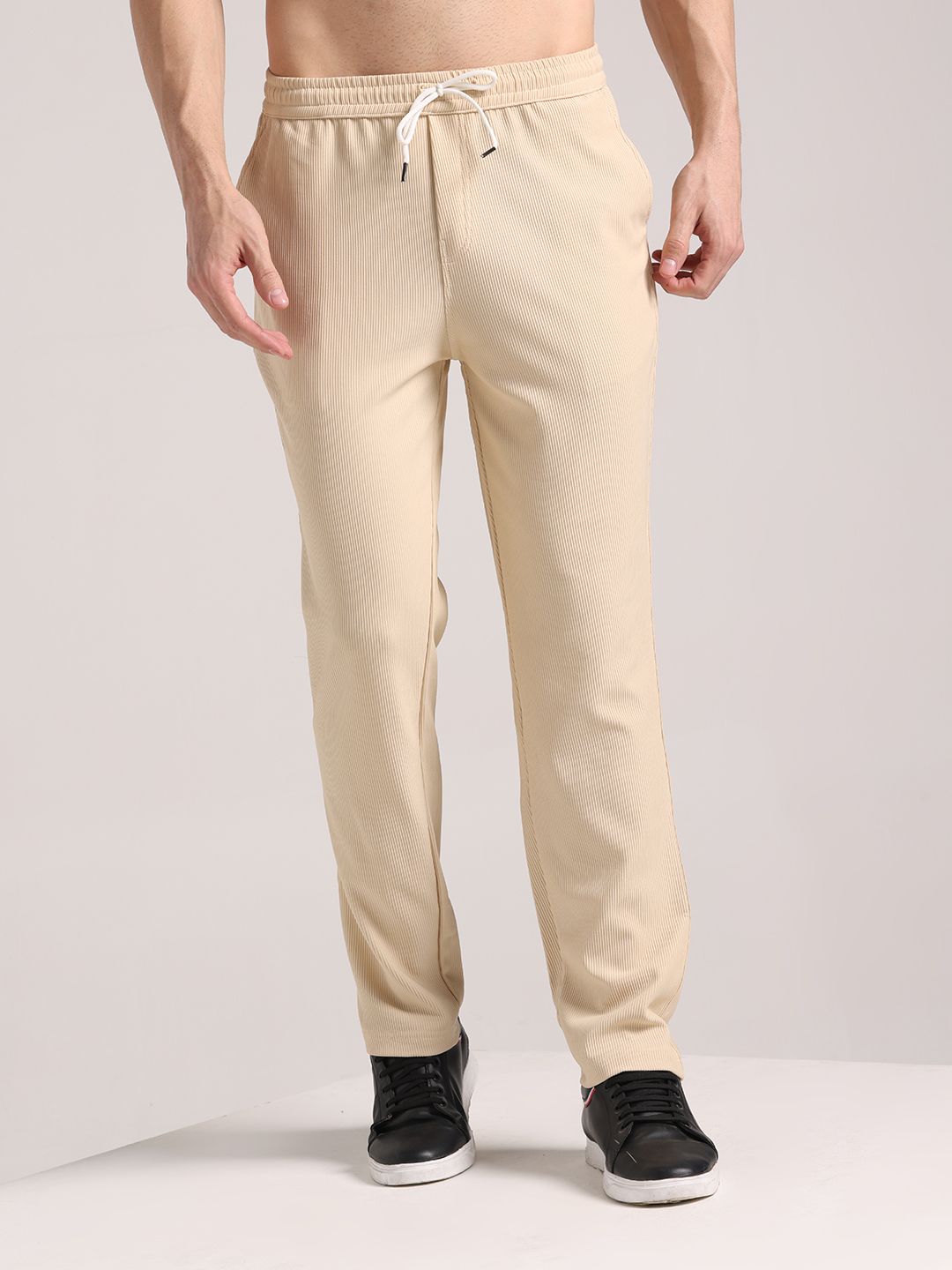 indiclub Men Self Design Beige Track Pants-picture-30