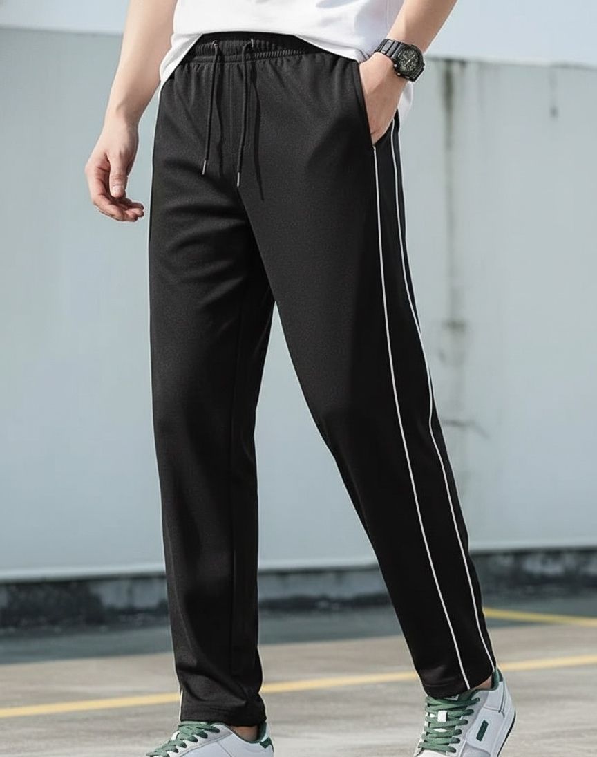 zimist Men Striped Black Track Pants-picture-26