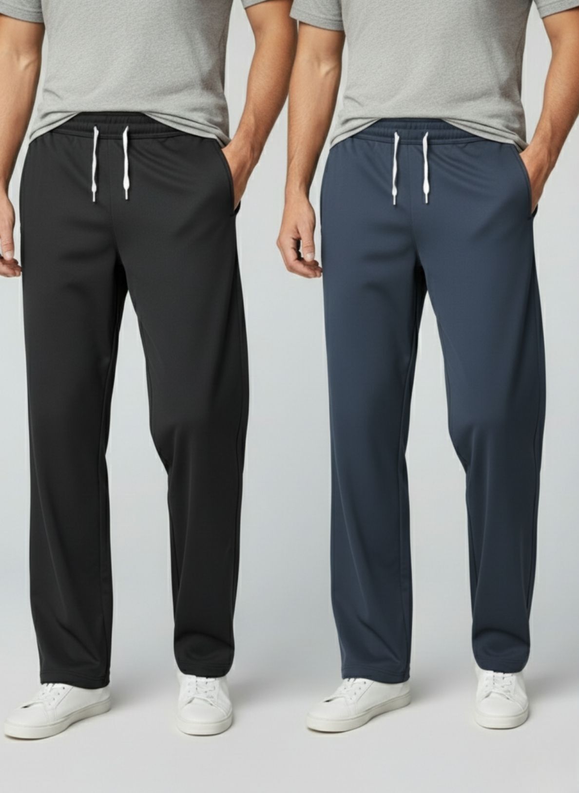 indiclub Pack of 2 Men Solid Black, Grey Track Pants-picture-24