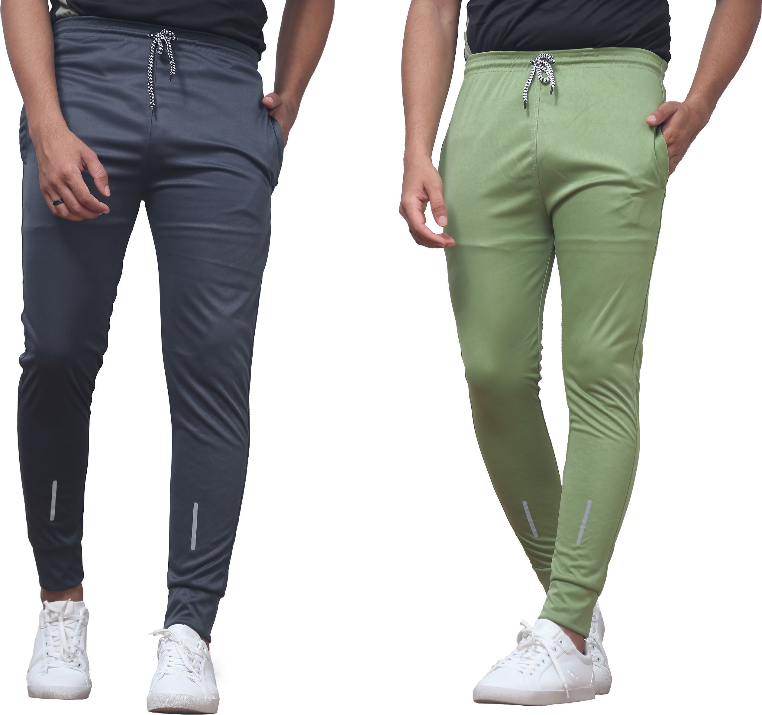 covetvolo trends Men Striped Grey, Green Track Pants-picture-45