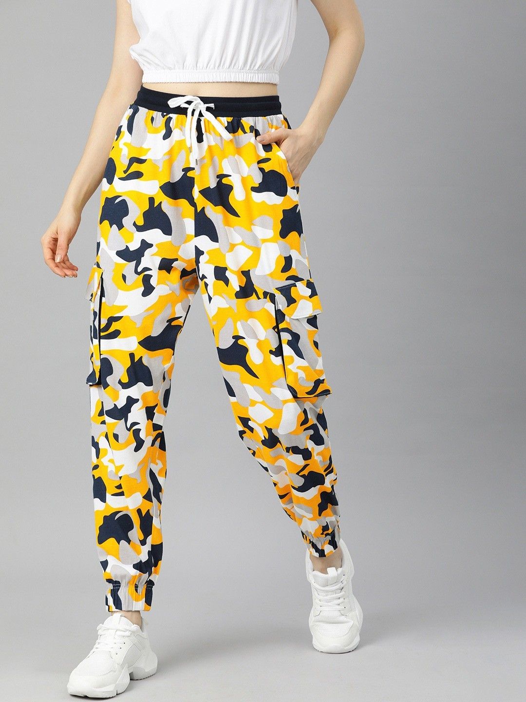 juneberry Women Printed Yellow Track Pants-picture-11