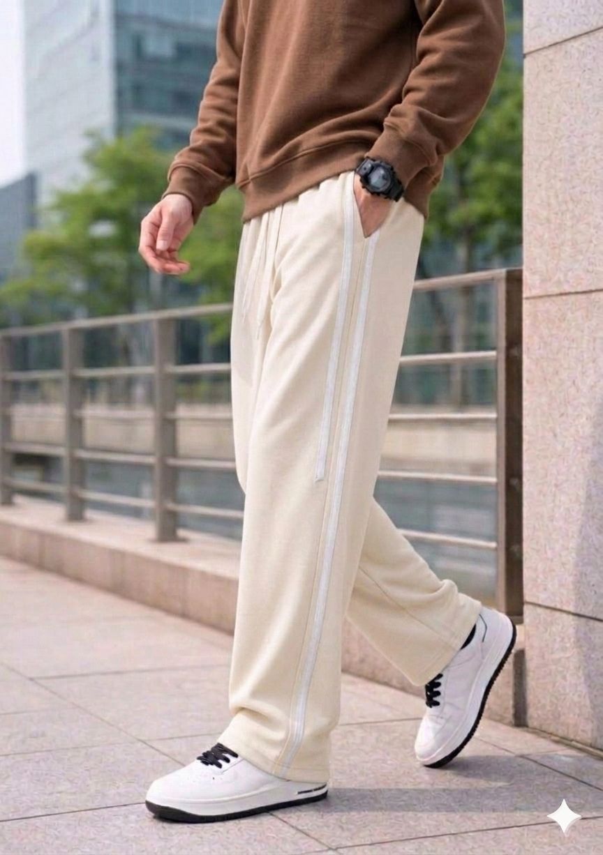 keesun Men Striped Beige Track Pants-picture-17