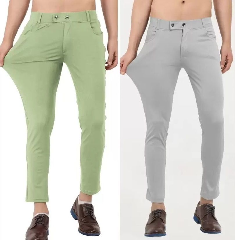 apmtraders Pack of 2 Men Solid Grey, Green Track Pants-picture-10