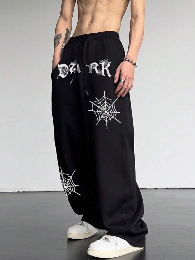 Men Printed Black Track Pants