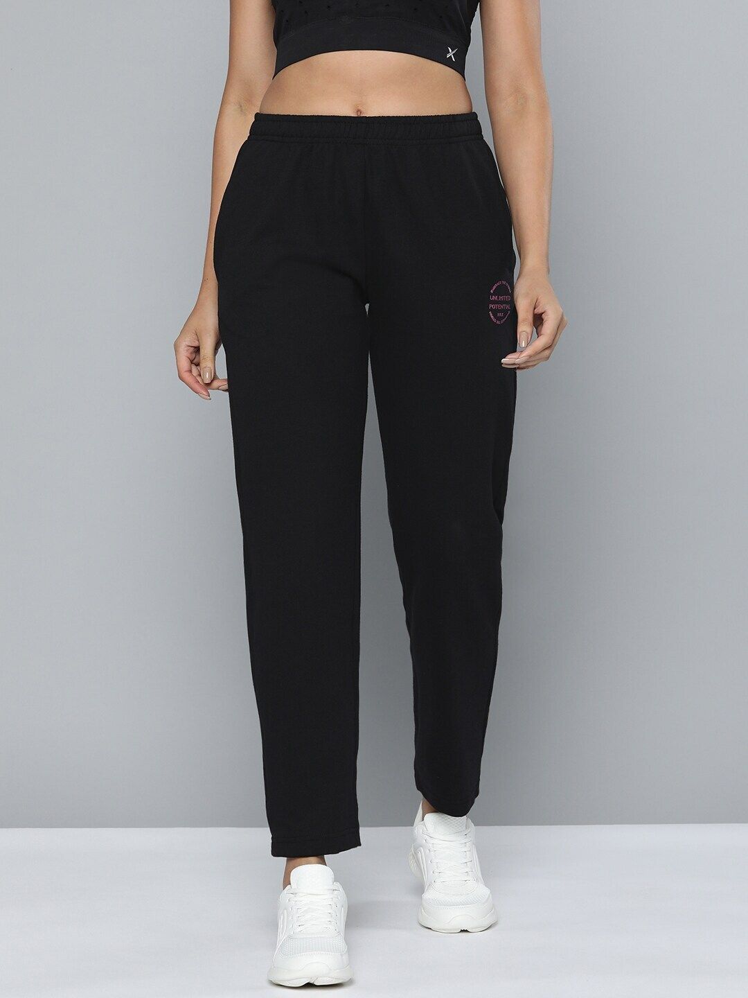Women Solid Black Track Pants