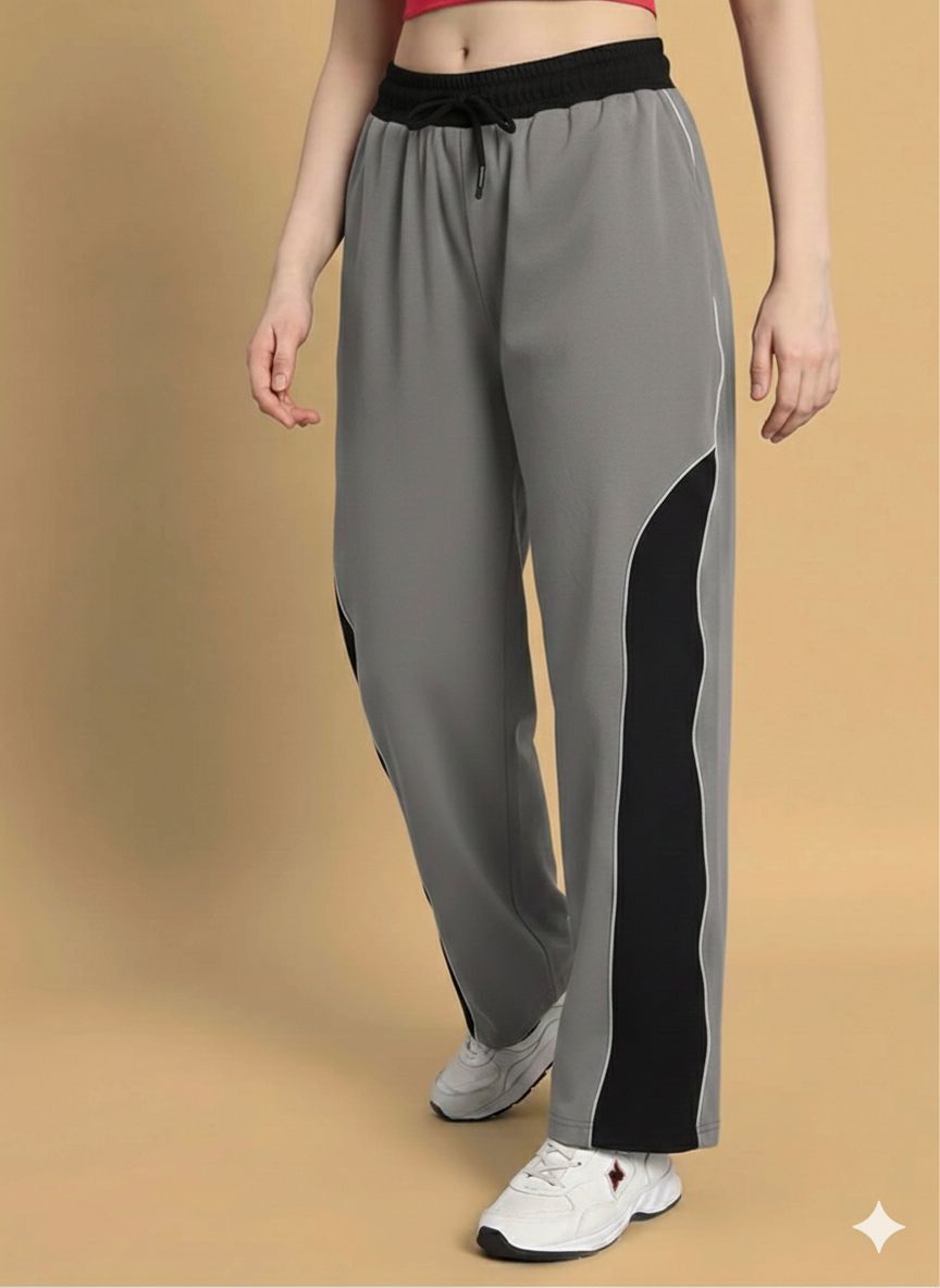 imsa moda Women Colorblock Grey Track Pants-picture-13