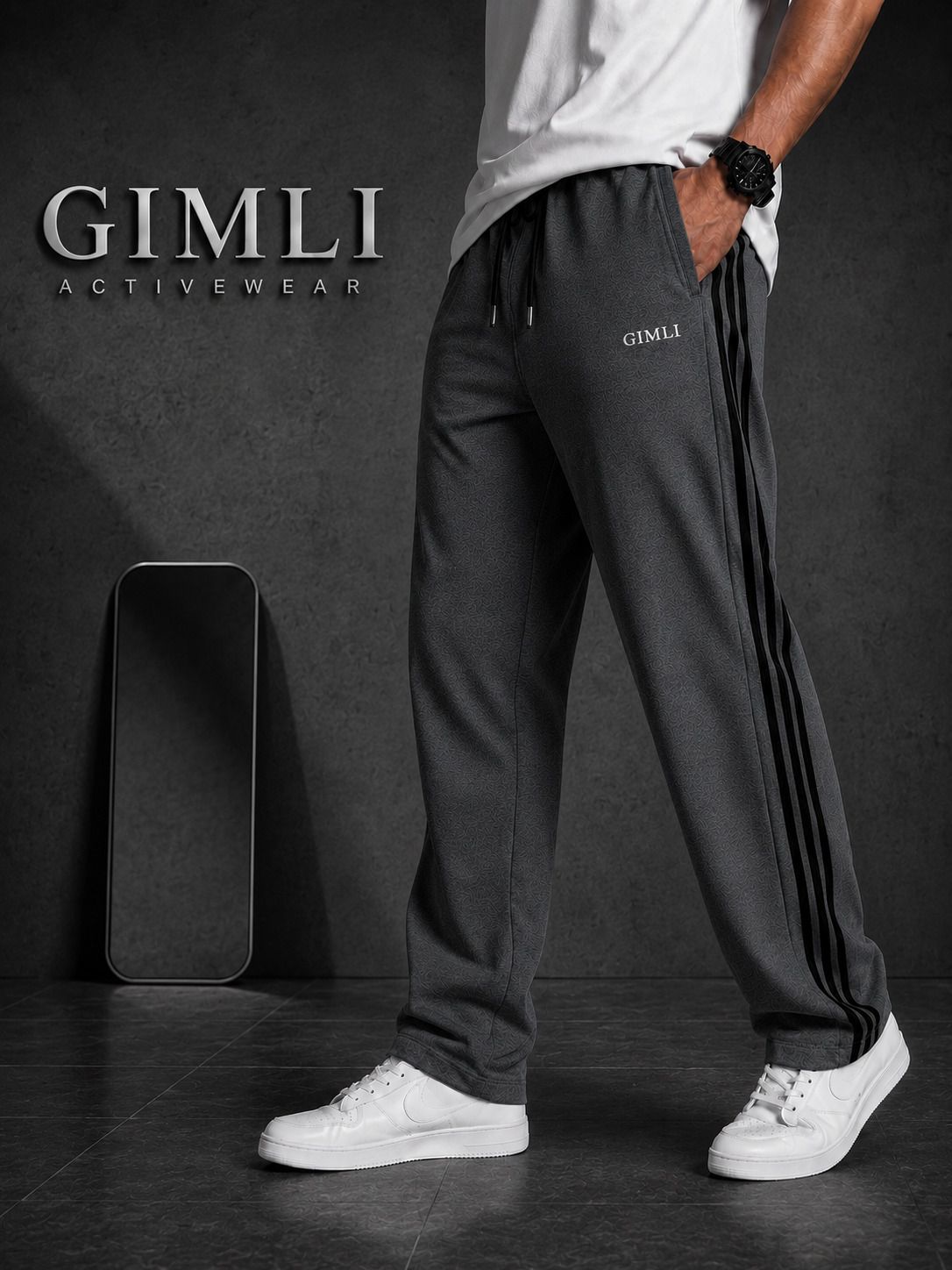 gimli Men Striped Grey Track Pants-picture-35