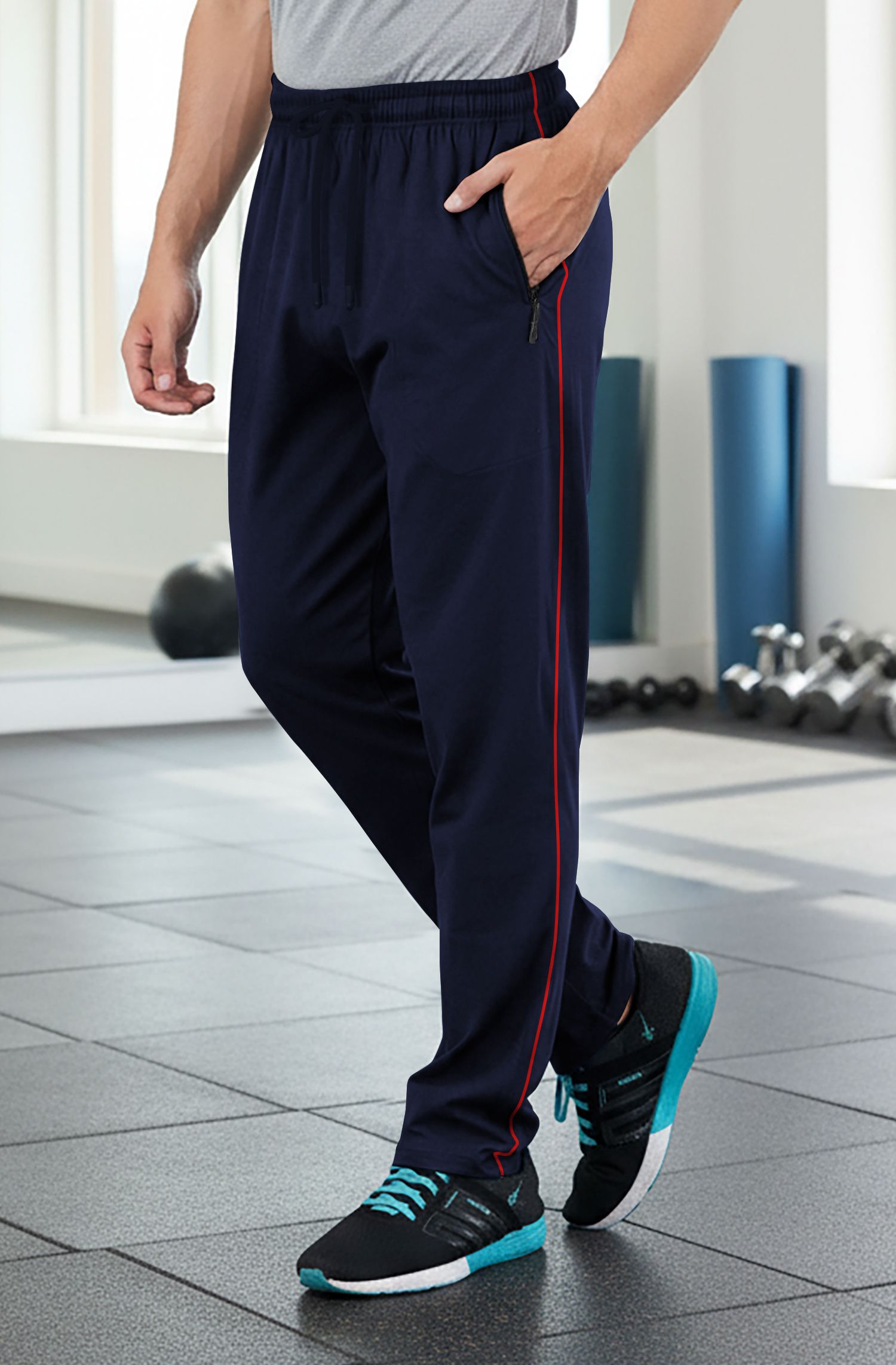 Men Solid Dark Blue Track Pants-image-48