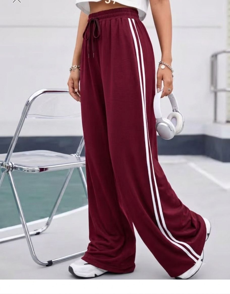 antrue Women Solid, Striped Maroon Track Pants-picture-0
