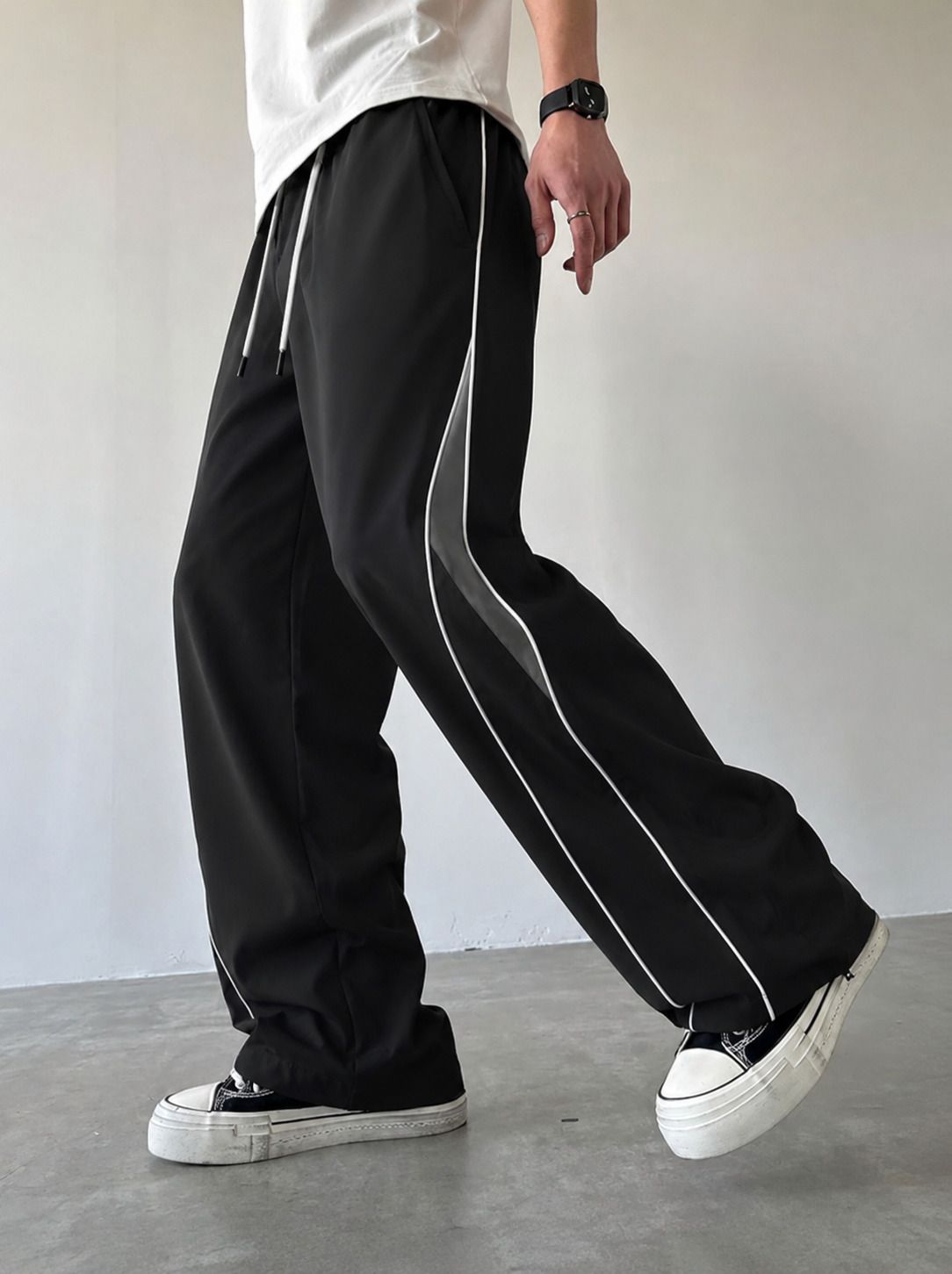nftrenzify Men Striped Black Track Pants-picture-1