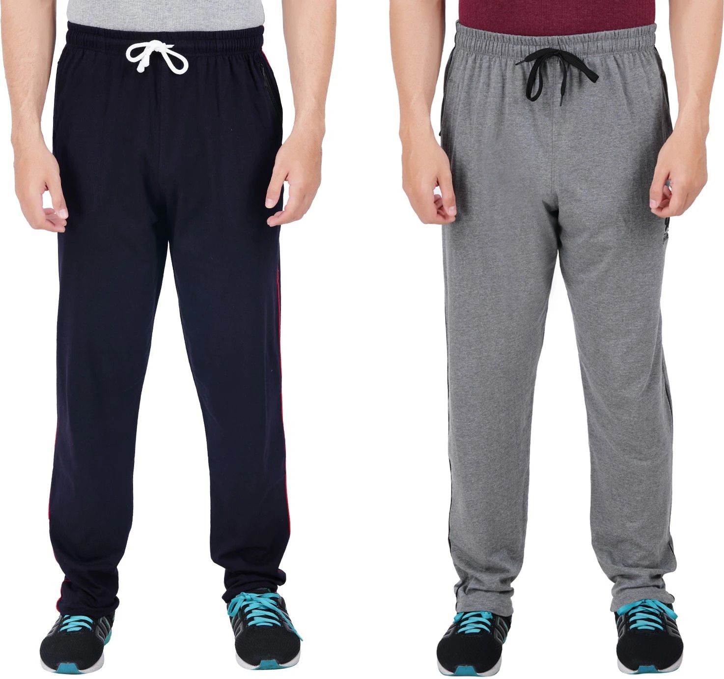 feel track Pack of 2 Men Solid Dark Blue, Grey Track Pants-picture-10
