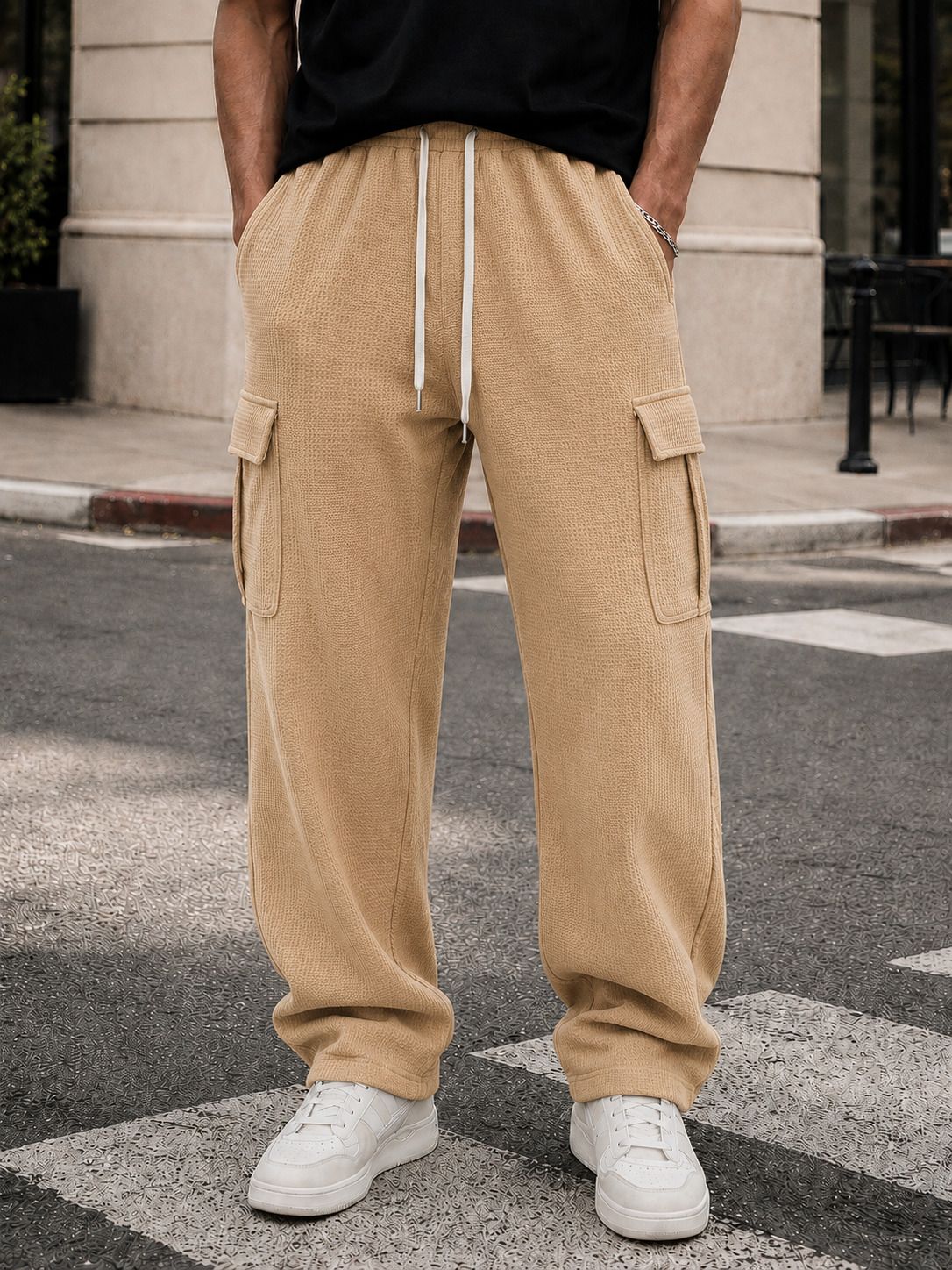 metronaut Solid Men Beige Track Pants-picture-29