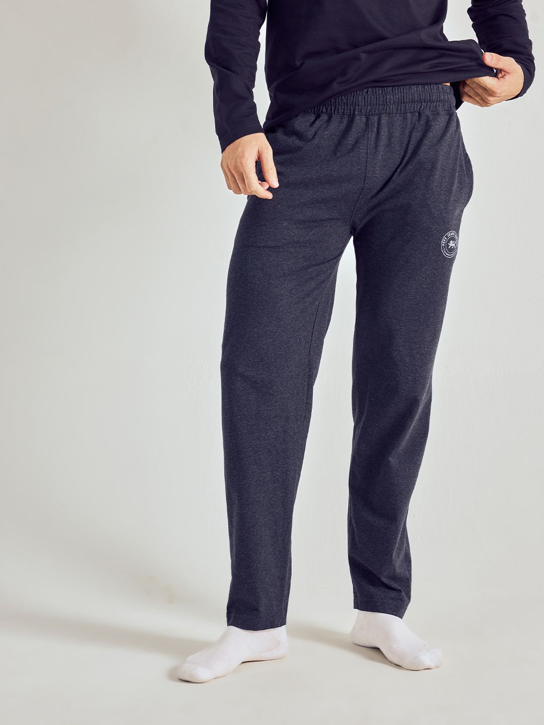 Men Solid Blue Track Pants-image-5