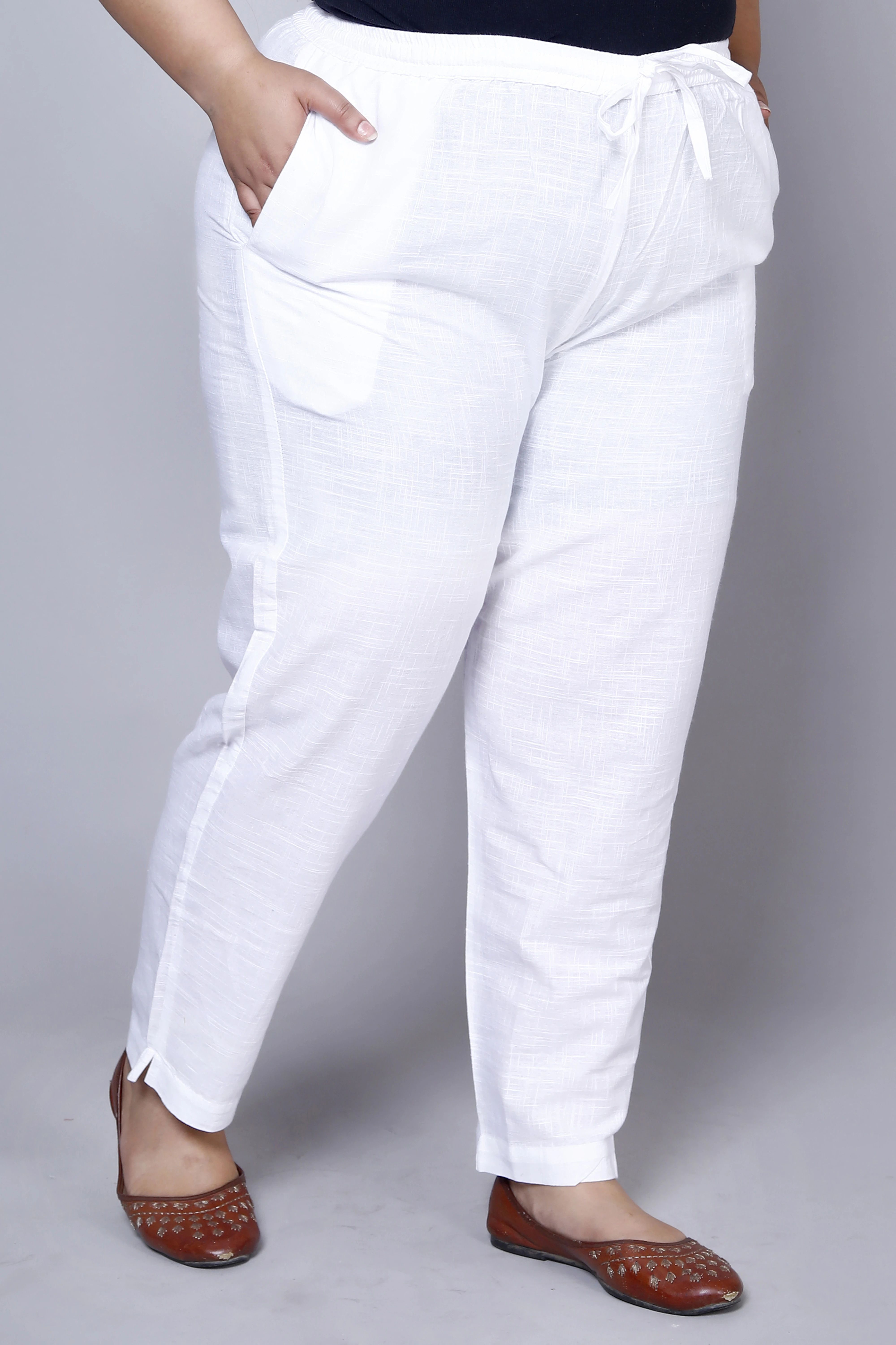 aavoni Women Regular Fit White Pure Cotton Trousers-picture-18