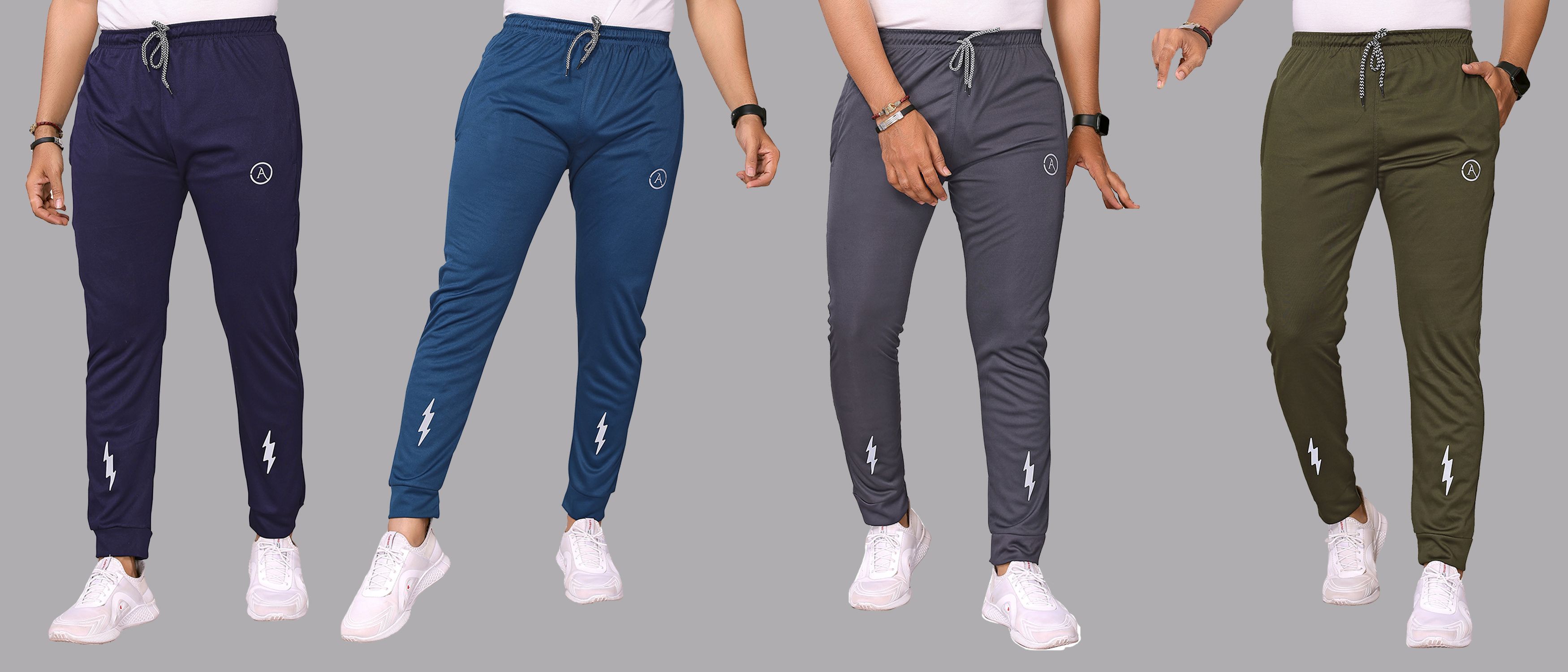 anand Pack of 4 Men Chevron/Zig Zag Multicolor Track Pants-picture-17