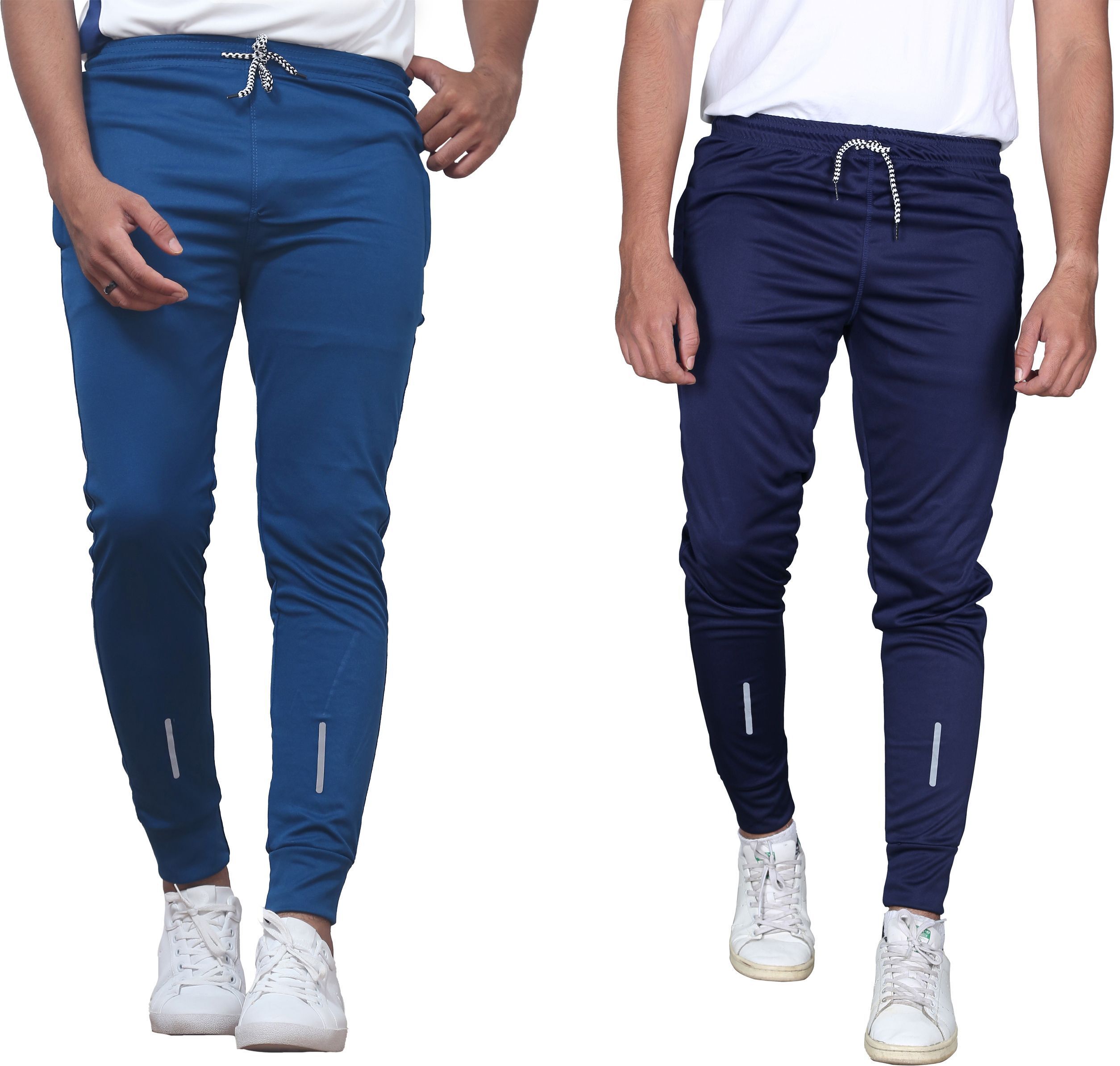 Men Striped Blue, Light Blue Track Pants-image-18