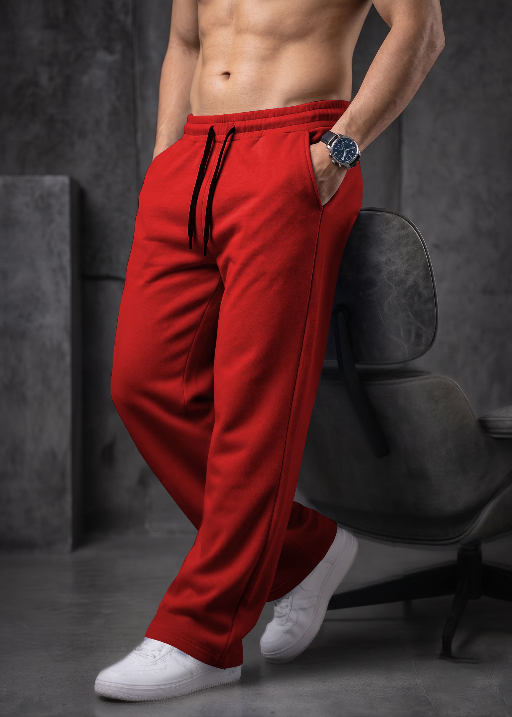 kelonbro Men Solid Red Track Pants-picture-10