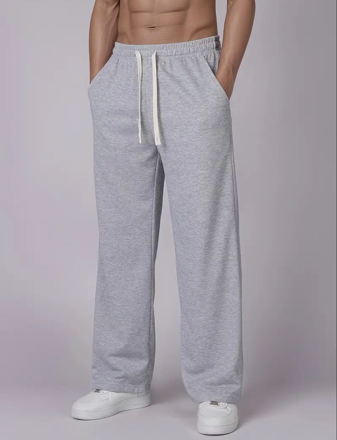 Men Solid Grey Track Pants
