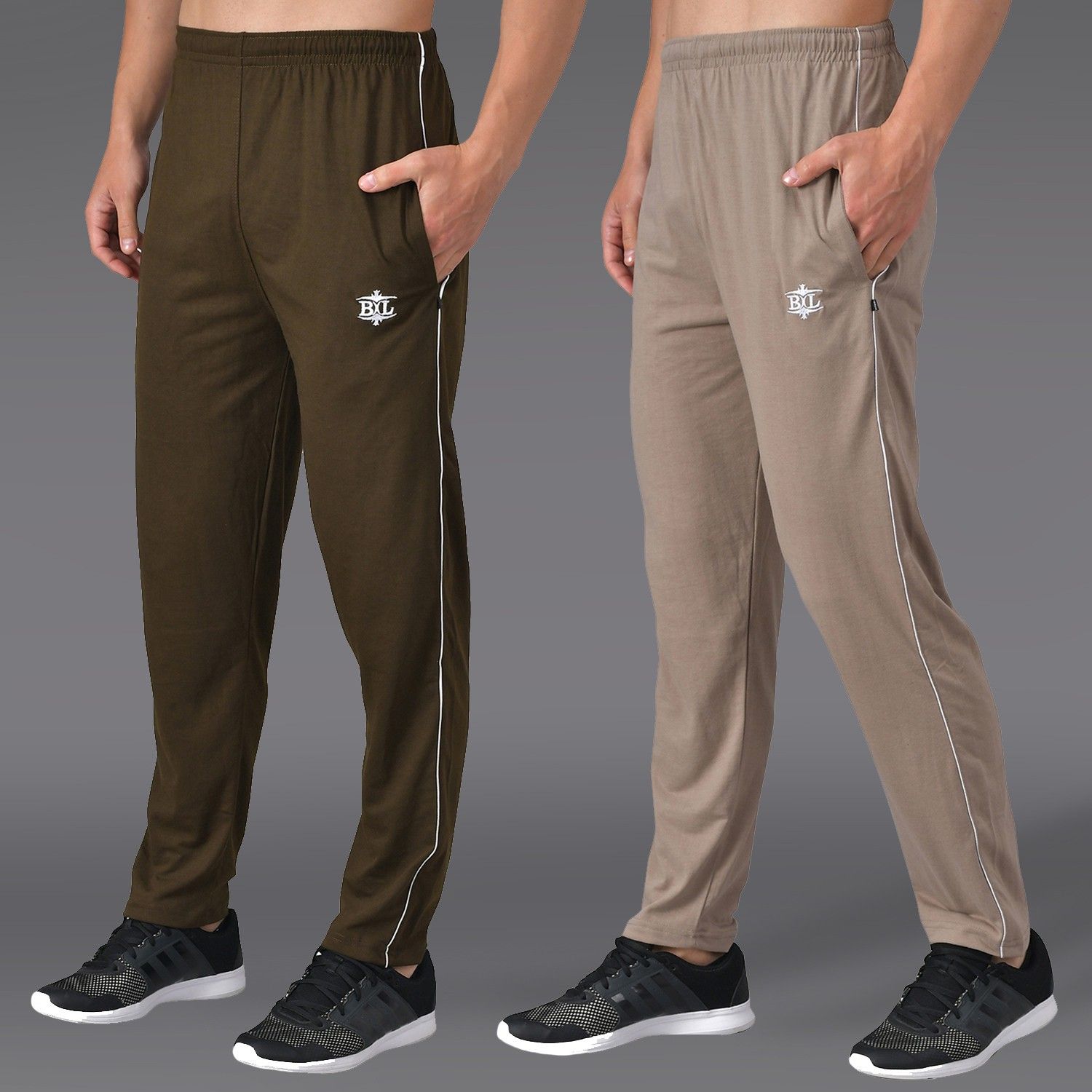 asdf Pack of 2 Men Solid Brown Track Pants-picture-13