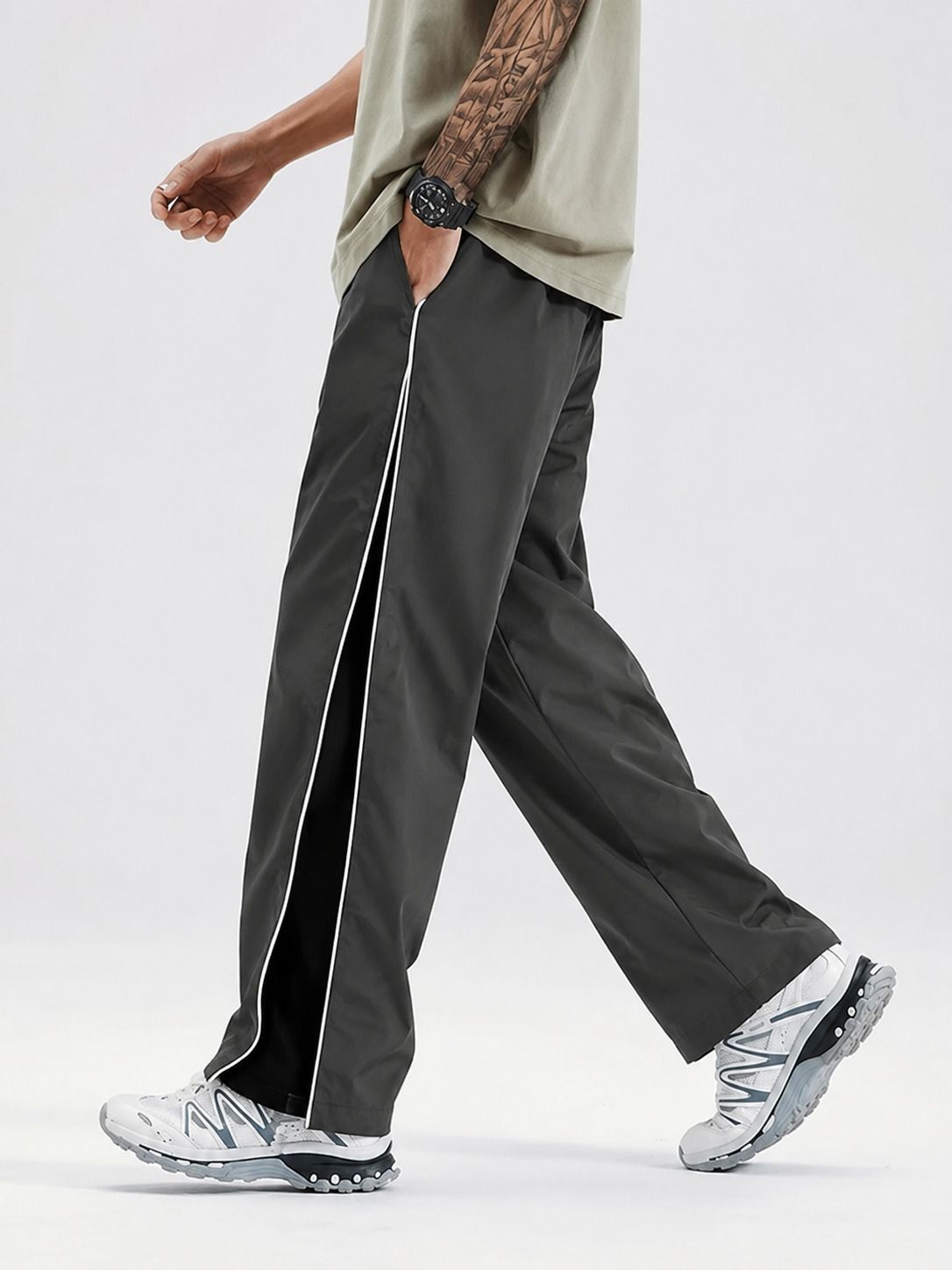 amarcom Men Solid, Striped Grey Track Pants-picture-15