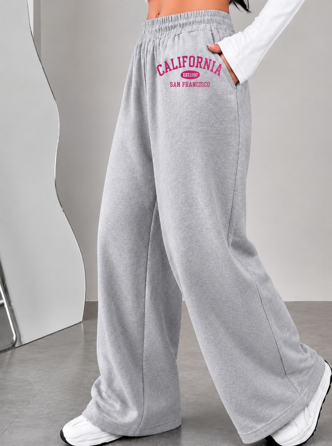 Women Printed Grey Track Pants-image-38