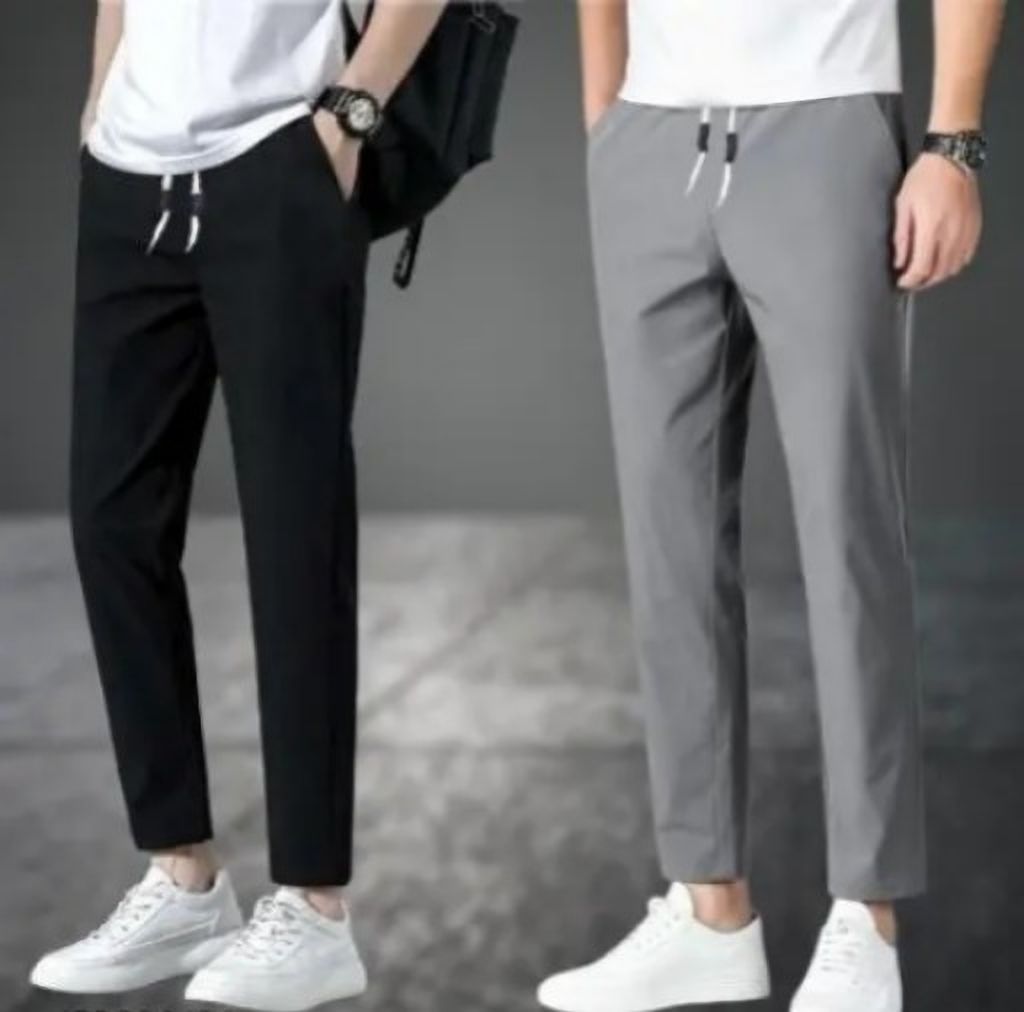 eragon fashion Pack of 2 Men Solid Black, Grey Track Pants-picture-39