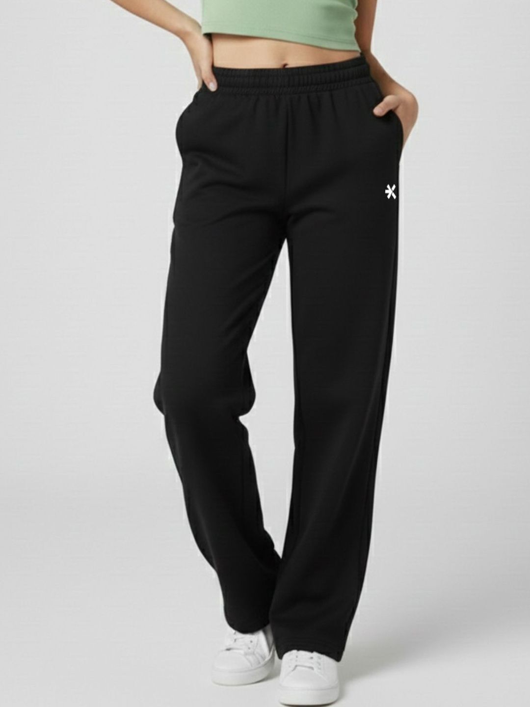 Women Self Design Black Track Pants-image-24
