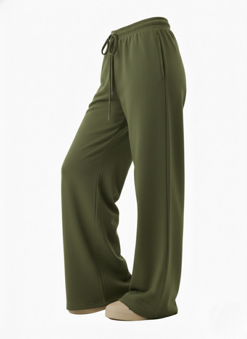 Women Solid Olive Track Pants-image-16