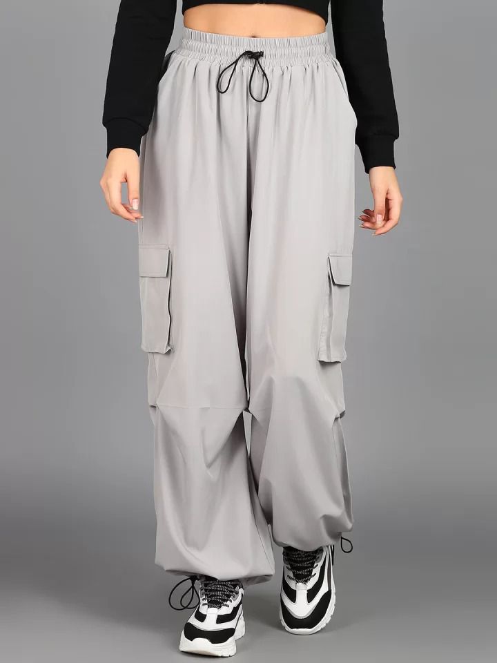 Women Solid Grey Track Pants