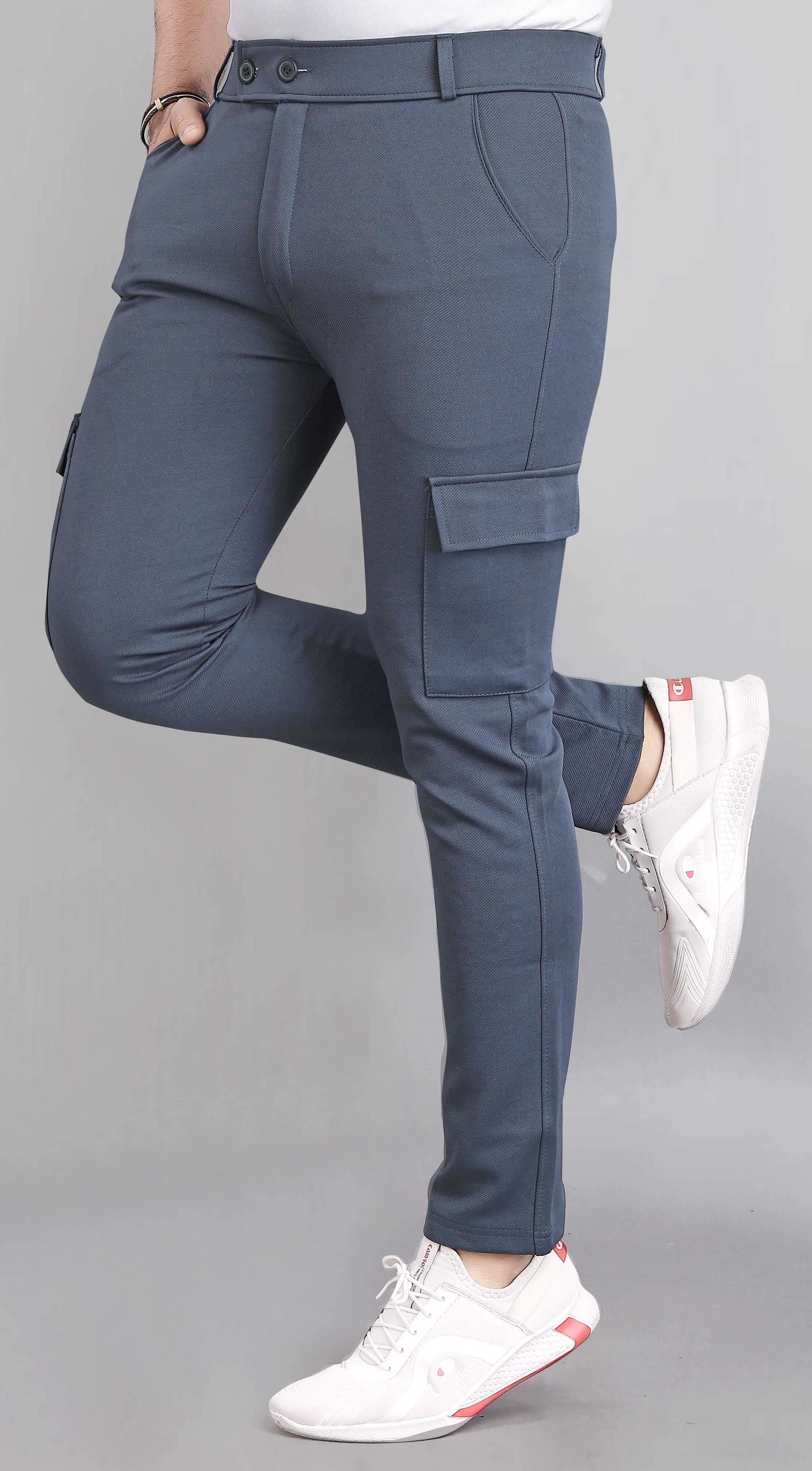 Men Self Design Grey Track Pants-image-28
