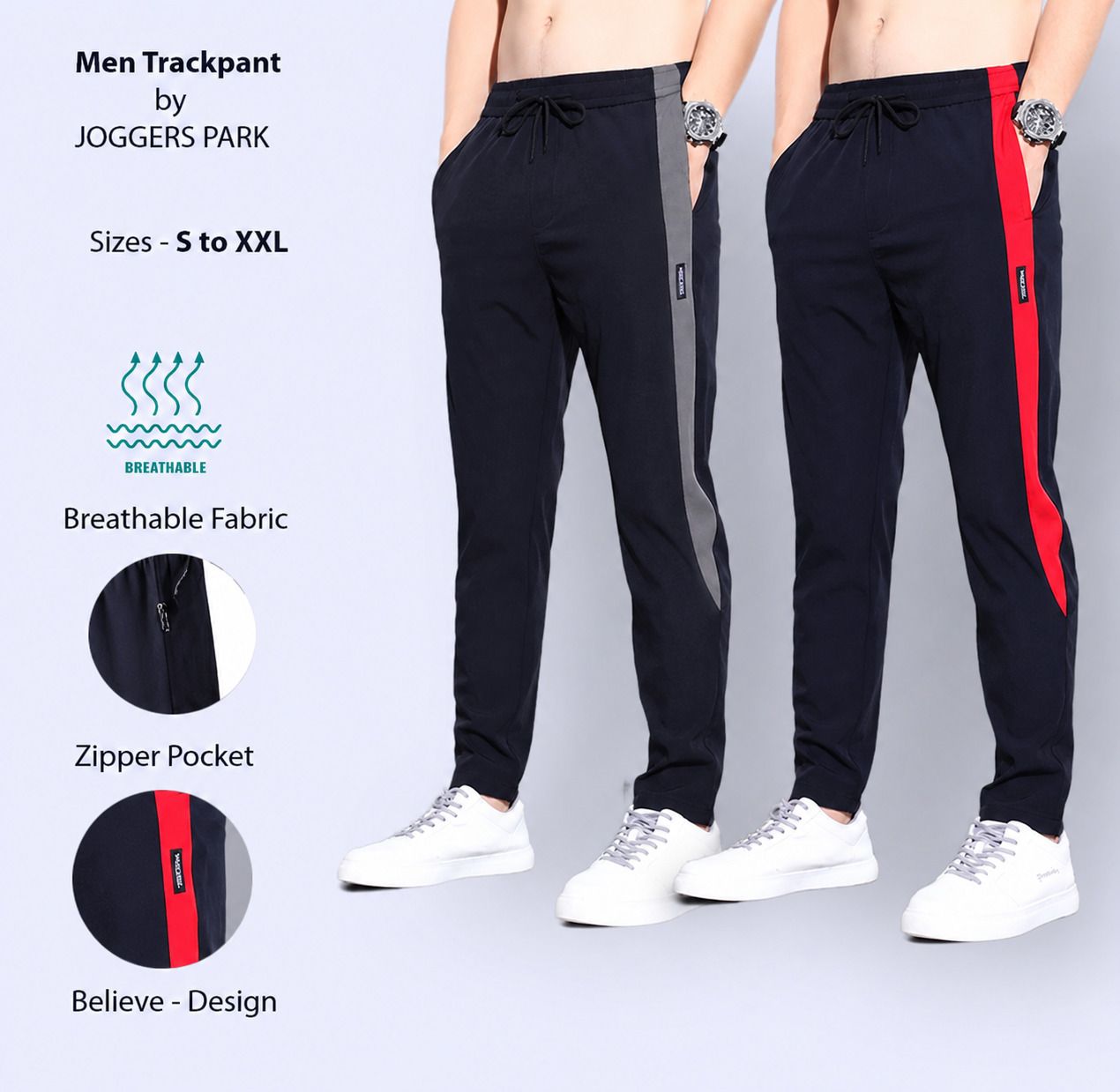 joggers park Pack of 2 Men Colorblock Black Track Pants-picture-23