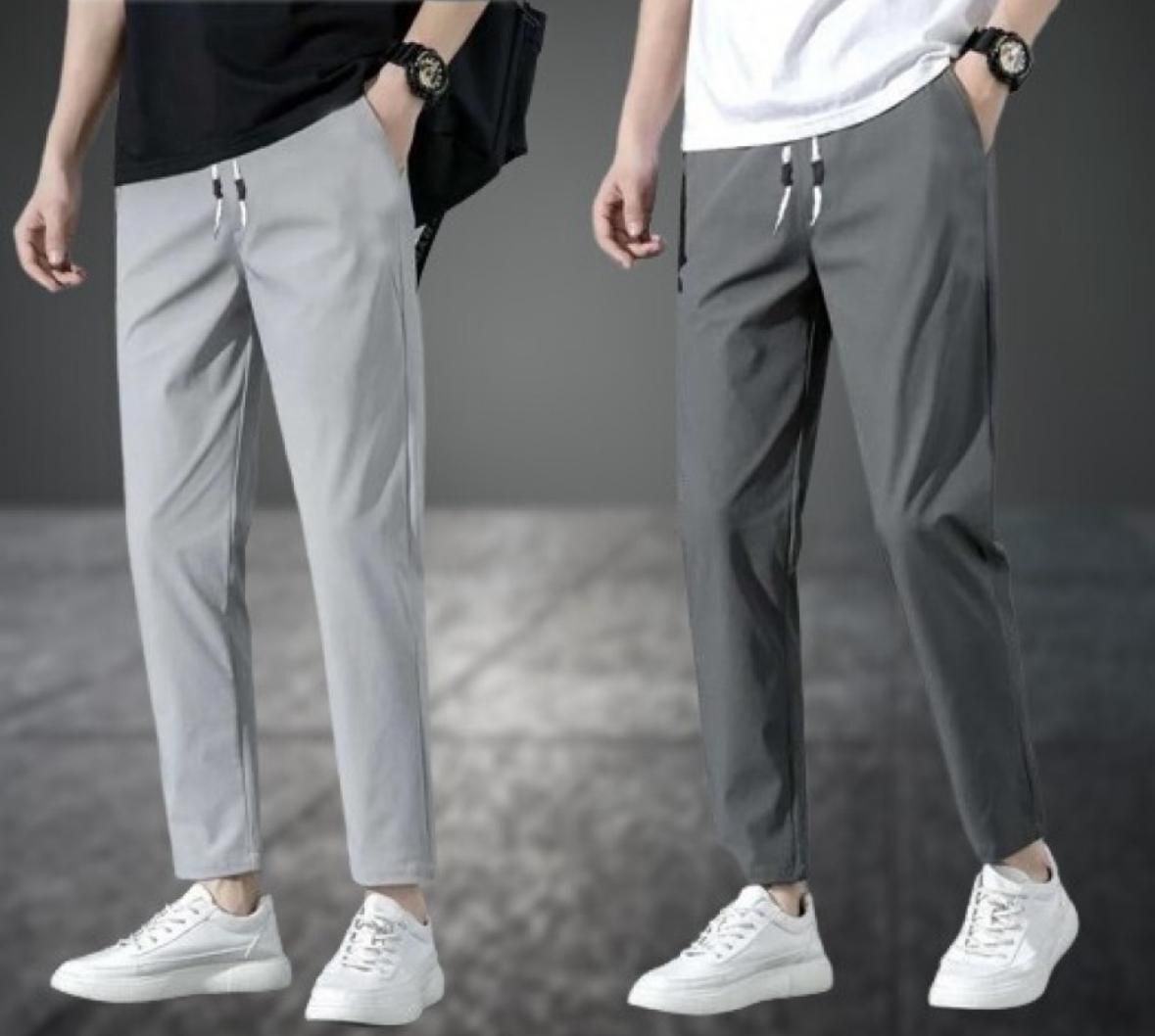 dresvia Pack of 2 Men Solid Grey Track Pants-picture-18