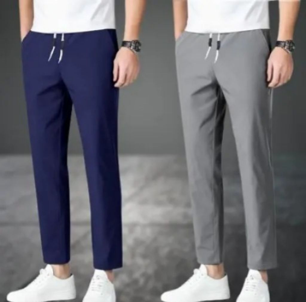 eragon fashion Pack of 2 Men Solid Blue, Grey Track Pants-picture-35