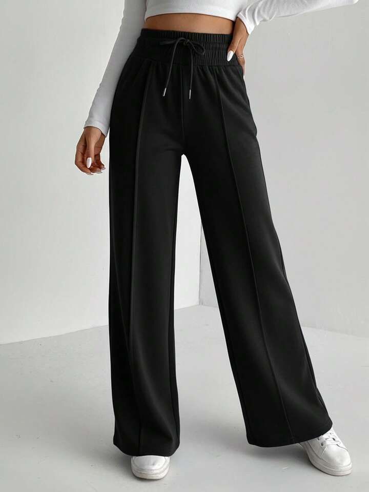 Women Solid Black Track Pants-image-34