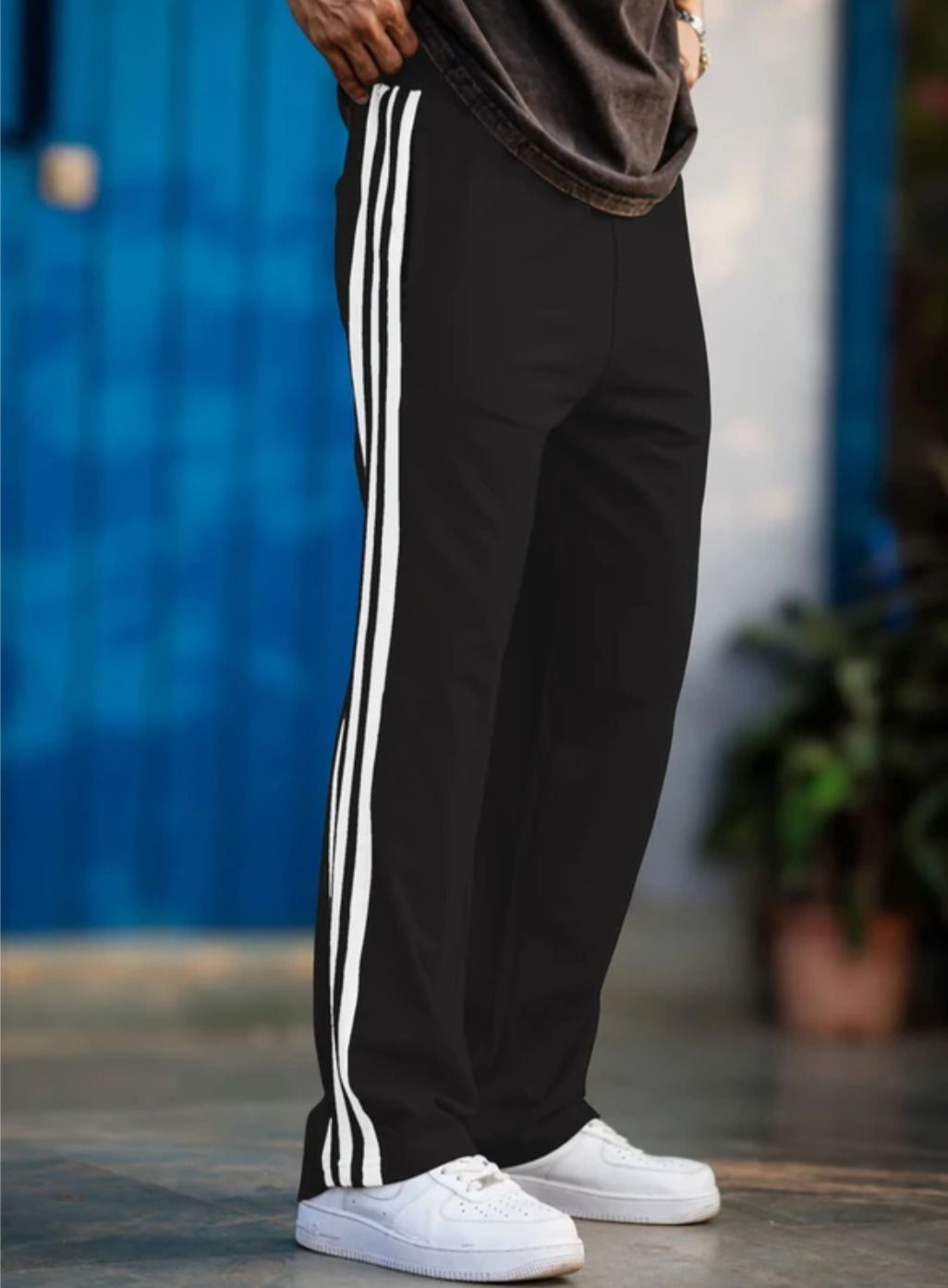 vasan Men Striped Black Track Pants-picture-0