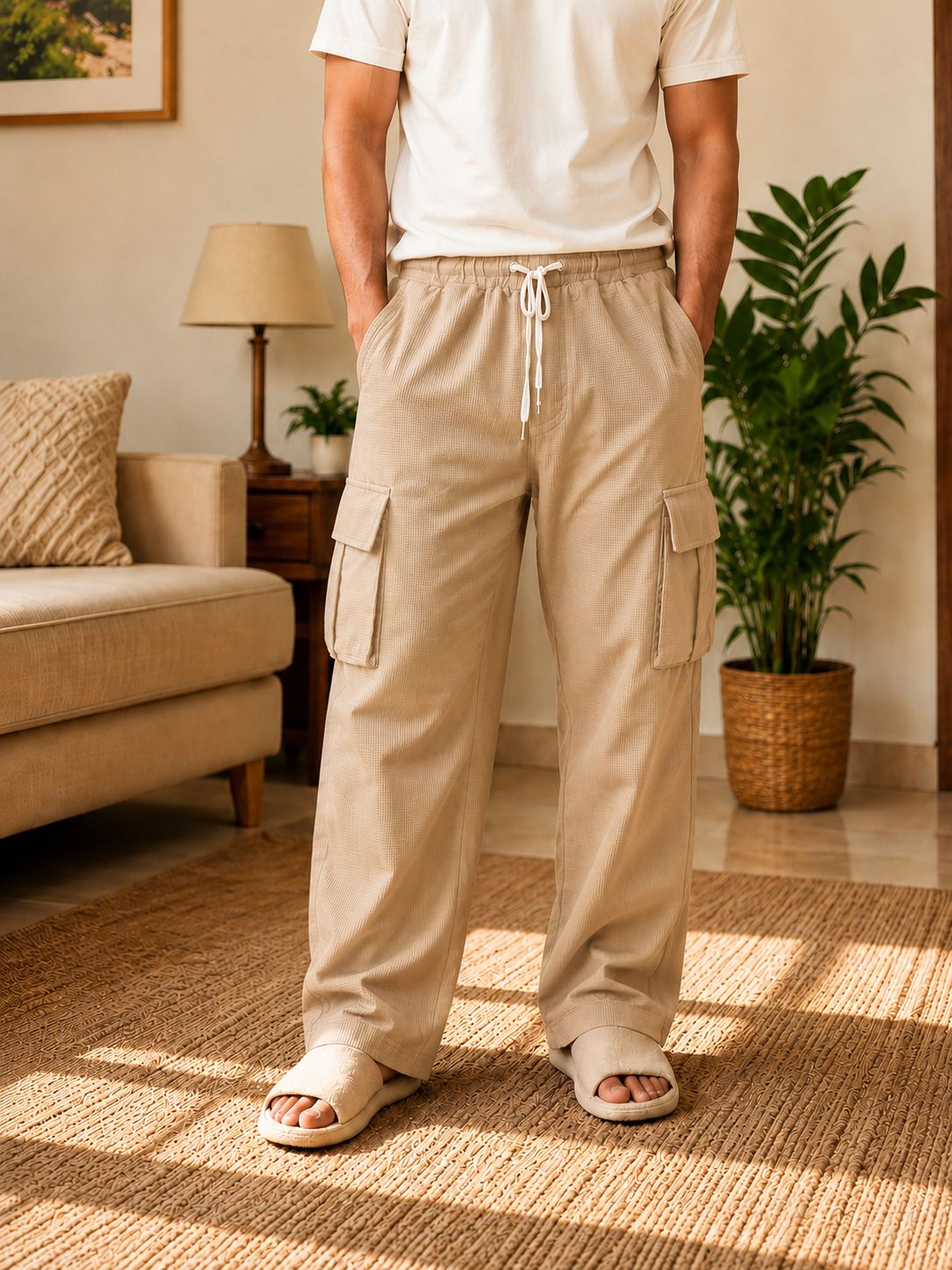 metronaut Solid Men Beige Track Pants-picture-34