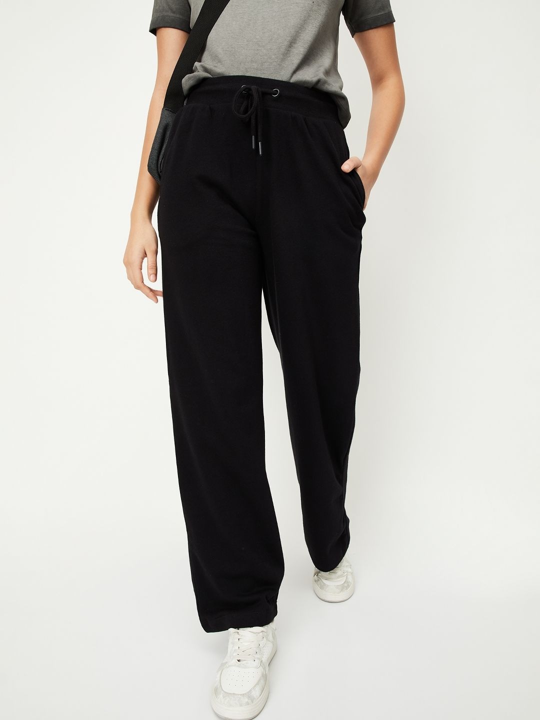 max Women Solid Black Track Pants-picture-33