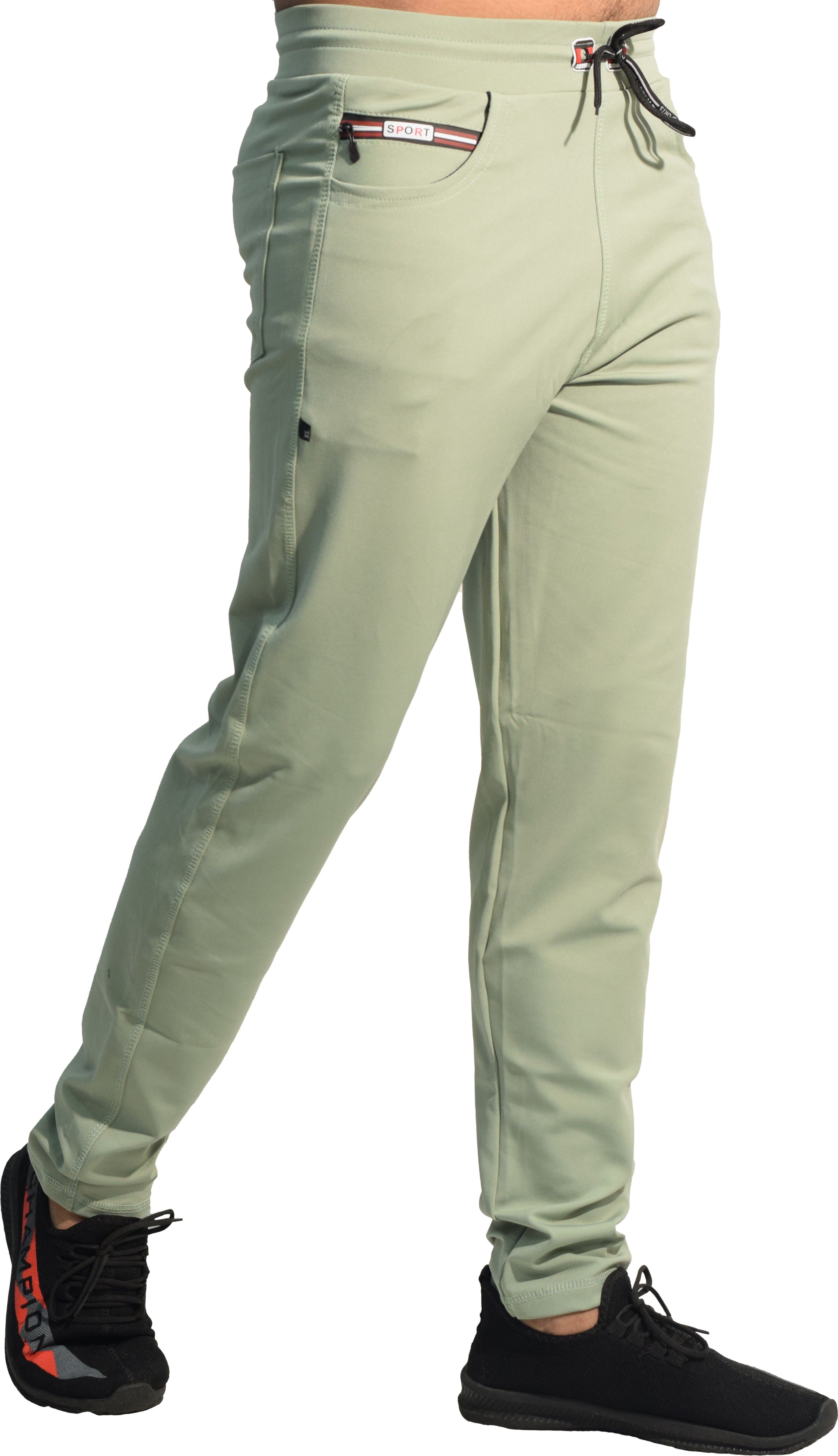 Men Solid Light Green Track Pants-image-12