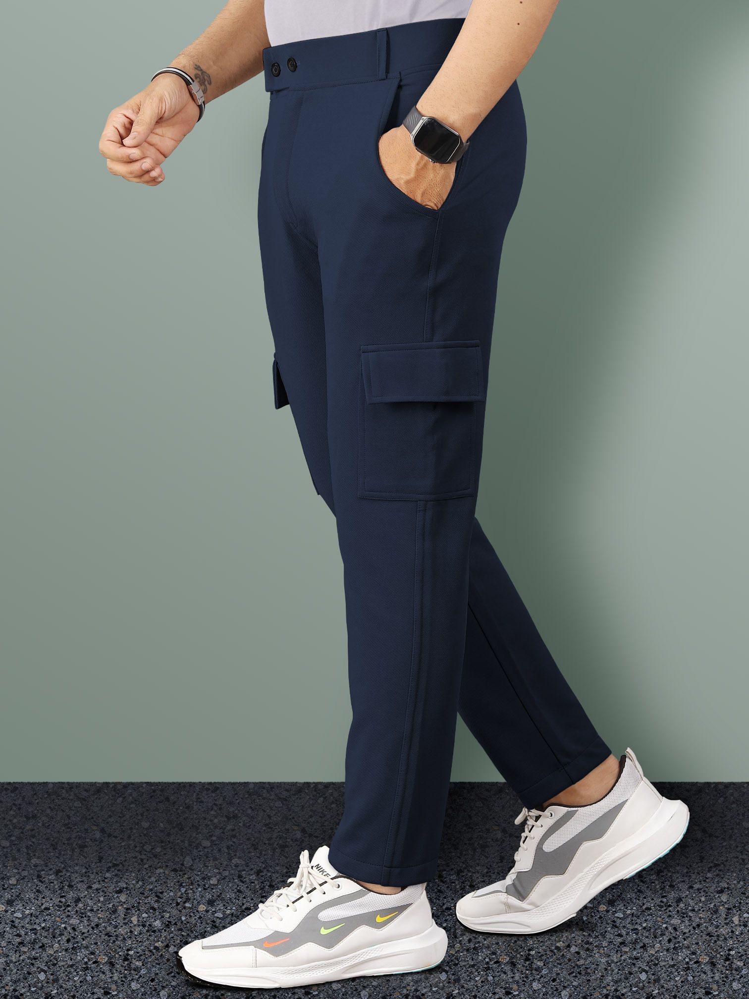 vebnor Men Solid Dark Blue Track Pants-picture-14