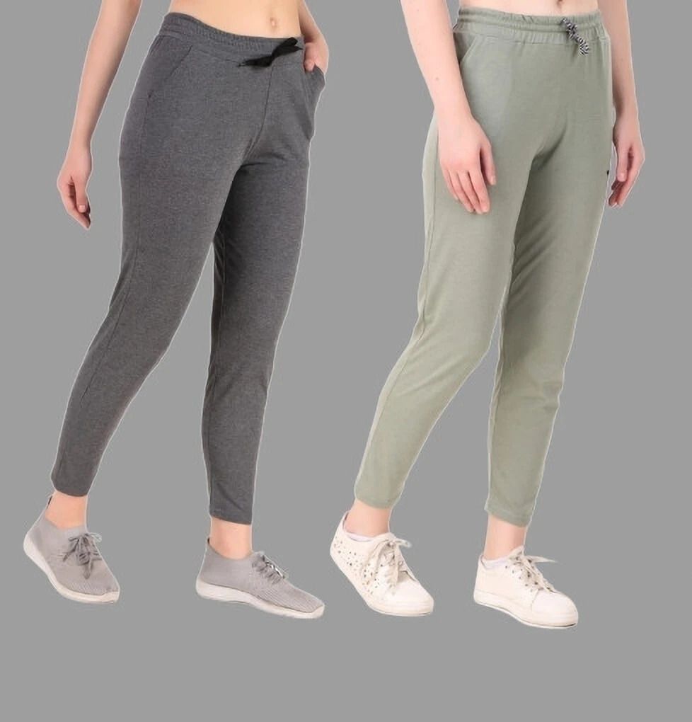 seaprint Pack of 2 Women Solid Light Green Track Pants-picture-15