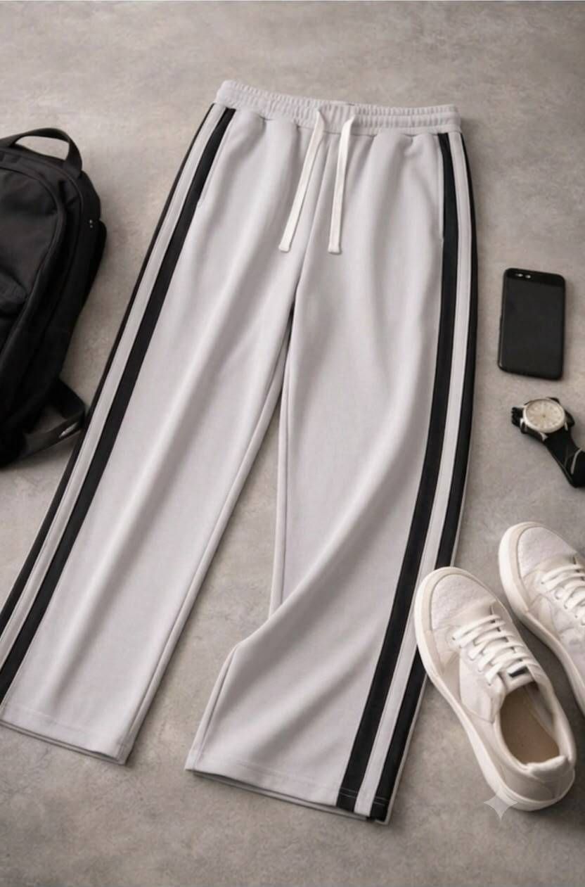 Men Striped Grey Track Pants-image-30